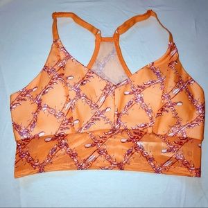 Fabletics Mesh Mustard and Purple floral bra